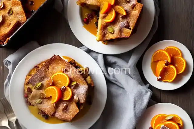 Panettone Bread Pudding with Spiced Orange Sauce