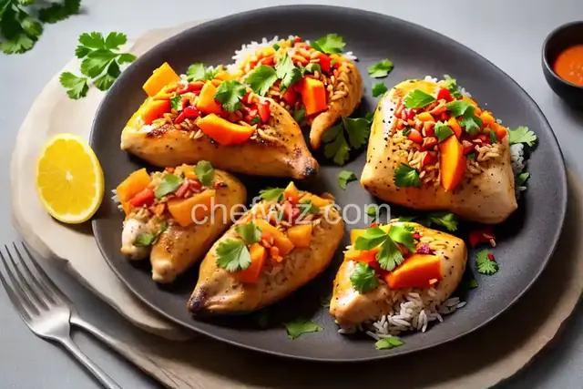 Papaya-Stuffed Chicken and Basmati Rice