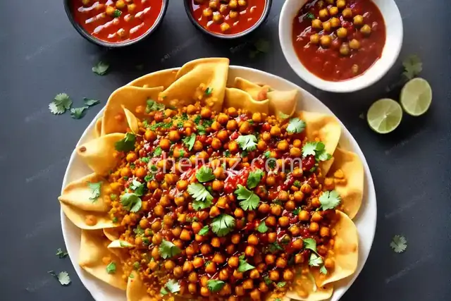 Papri Chaat (Indian Street Snack With Potato, Chickpeas, and Chutneys)