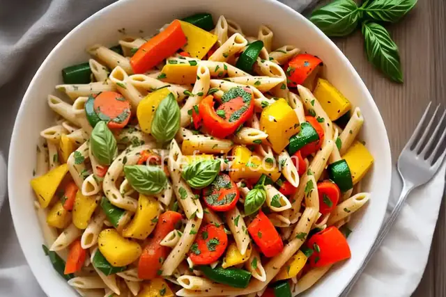 Pasta Primavera with Carrots, Bell Peppers and Squash