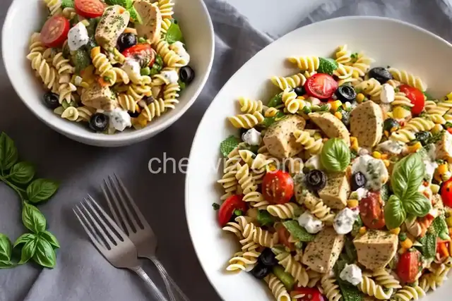 Pasta Salad with Curry Chicken, Fruit, and Yogurt