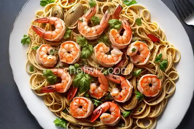 Pasta With Shrimp, Oysters, and Crabmeat