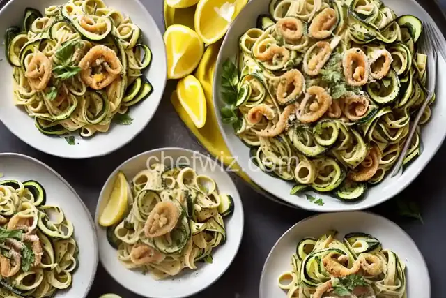 Pasta con Seppioline e Zucchine alla Julienne (Zucchini and Calamari Pasta)