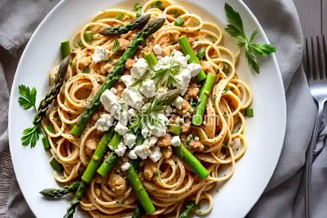 Pasta with Goat Cheese, Lemon, and Asparagus