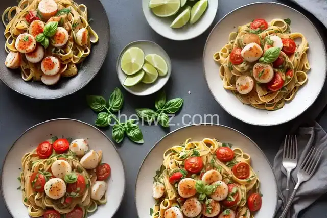 Pasta with Scallops, Zucchini, and Tomatoes