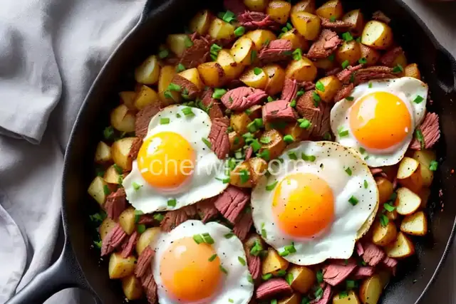 Pastrami and Potato Hash with Fried Eggs
