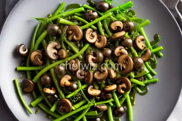 Pea Tendrils with Crimini Mushrooms and Leeks