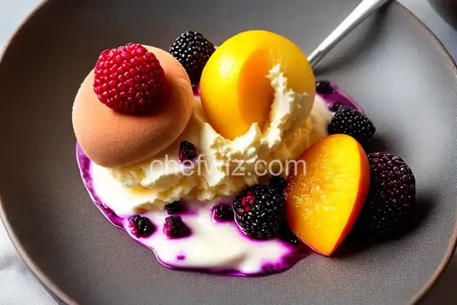 Peach Sorbet With Crushed Blackberries