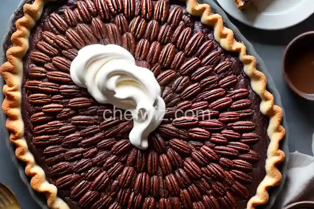 Pecan and Chocolate Tart with Bourbon Whipped Crème Fraîche