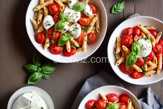 Penne with Fresh Tomatoes, Basil, and Fresh Mozzarella