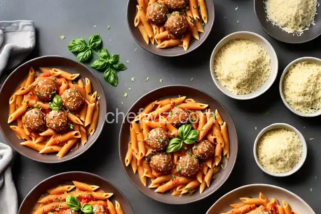 Penne with Vodka Sauce and Mini Meatballs
