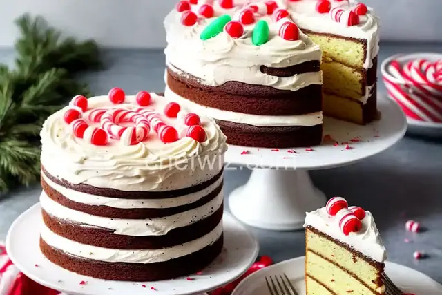 Peppermint Layer Cake with Candy Cane Frosting
