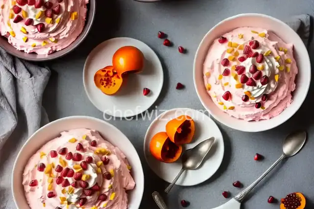 Persimmon, Raspberry, and Pomegranate Eton Mess