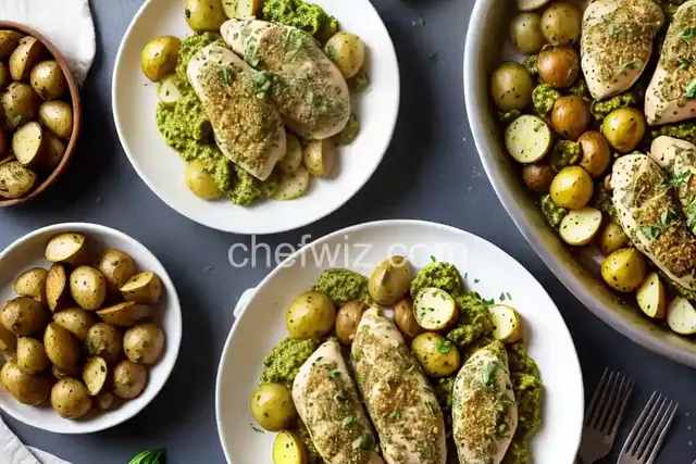 Pesto Chicken and Potatoes in Parchment Packets