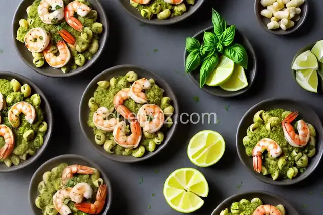 Pesto Orecchiette with Grilled Shrimp and Corn