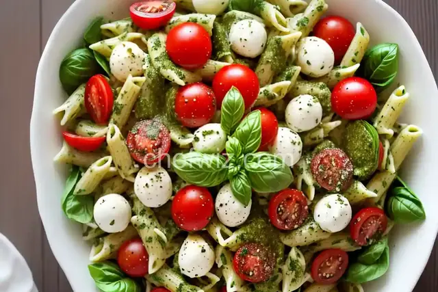Pesto Pasta Caprese Salad
