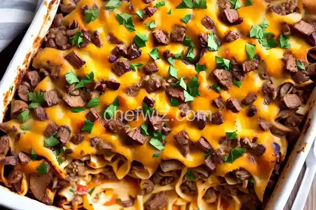 Philly Cheesesteak Pasta Bake