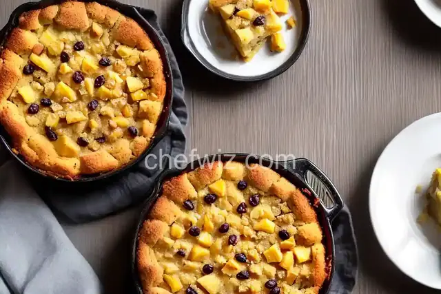 Pineapple Bread Pudding with Raisins