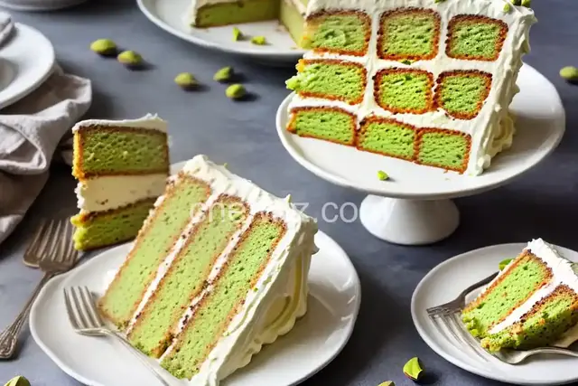 Pistachio Layer Cake with Cream Cheese Buttercream