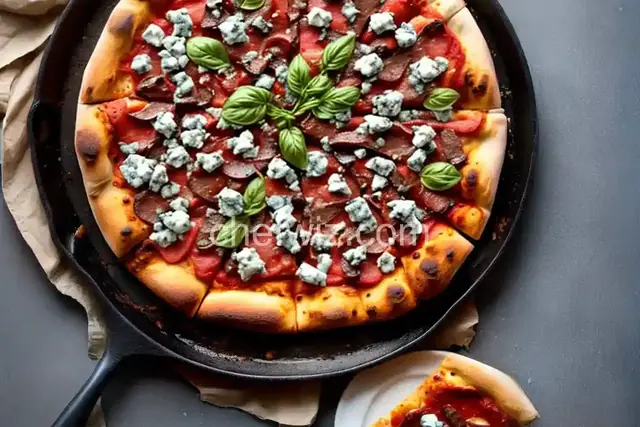 Pizza with NY Strip, Blue Cheese and Balsamic Glaze