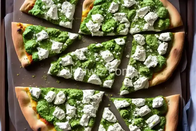 Pizza with Pesto, Ricotta, and Mozzarella Recipe