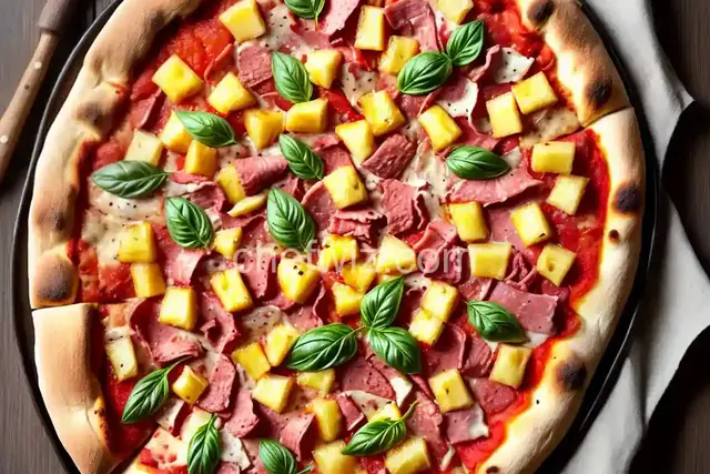 Pizza with Pineapple and Ham