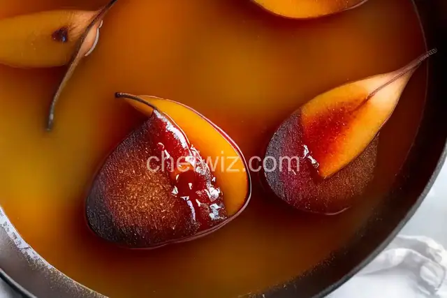 Poached Pears in Honey, Ginger and Cinnamon Syrup