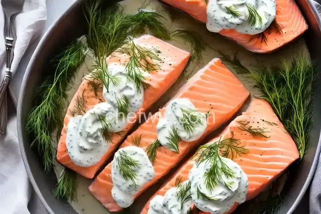 Poached Salmon With Dill-Yogurt Sauce Recipe