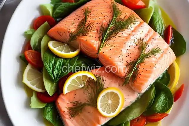 Poached Salmon with Lemon Dill Sauce