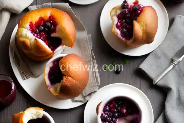 Popovers with Mixed-Berry Sauce