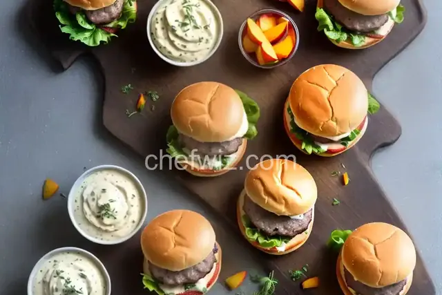 Pork Burger Sliders with Peach-Tarragon Aioli