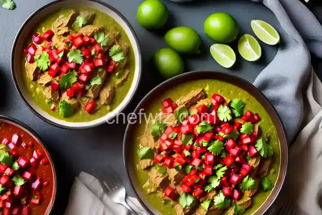Pork Chile Verde with Red Chile Salsa