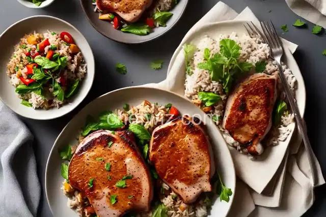 Pork Chops with Garden Rice