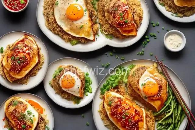 Pork Omurice (Japanese Pork Fried Rice Omelette With Okonomiyaki Sauce)