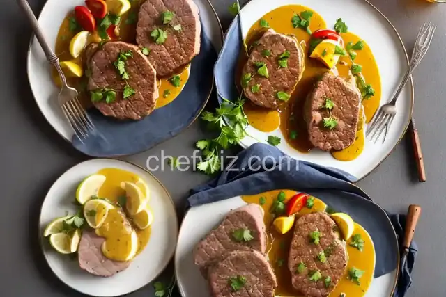 Pork Tenderloin Steaks with Mustard Cider Sauce