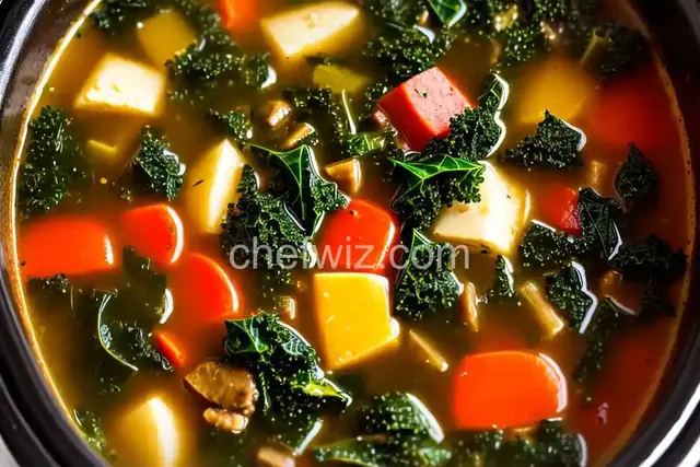 Portuguese Sausage and Kale Soup in the Slow Cooker