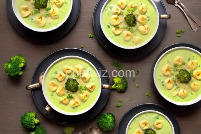 Potato, Ham, Broccoli, and Cheese Soup with Baby Dumplings