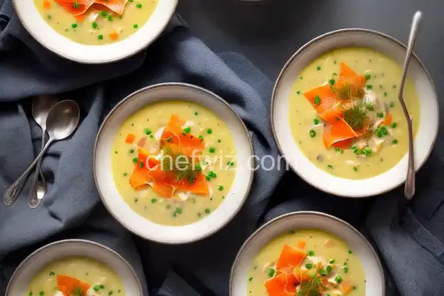 Potato Soup with Gravlax Rosettes