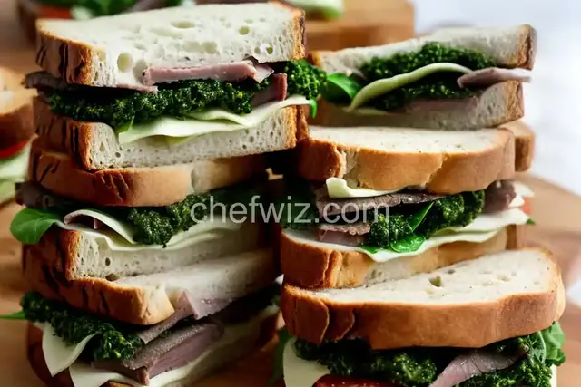 Pressed Coppa Sandwiches with Broccoli Rabe Pesto