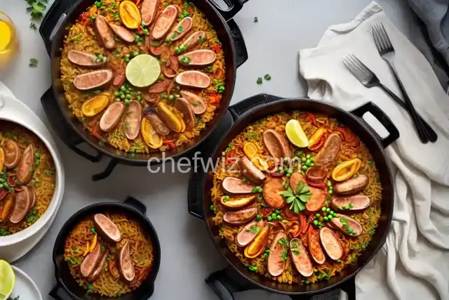 Pressure Cooker Paella with Chicken Thighs and Smoked Sausage