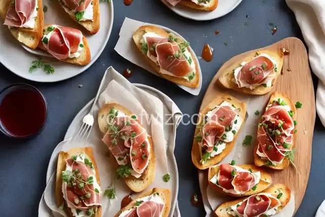 Prosciutto and Brie Crostini