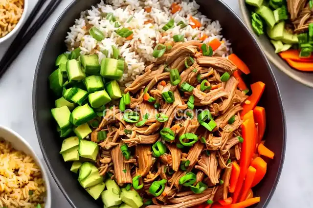 Pulled Pork and Veggie Rice Bowl