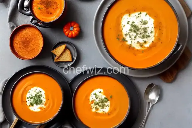 Pumpkin Tomato Soup With Grilled Swiss Cheese Sticks