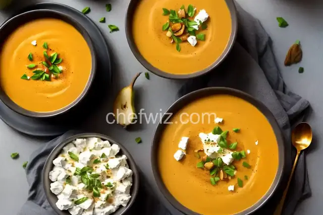 Pumpkin and Pear Bisque with Goat Cheese