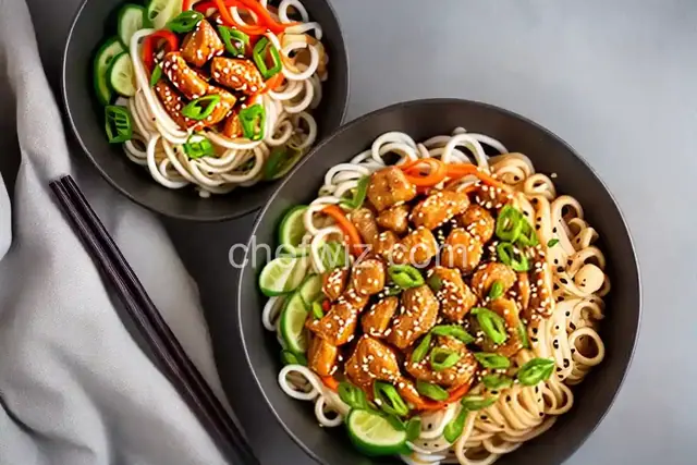 Quick Sesame Chicken Noodle Bowl