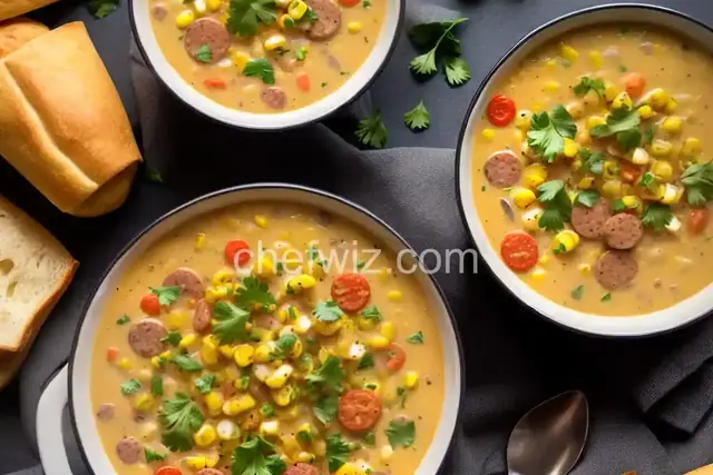 Quick Spicy Sausage Corn Chowder