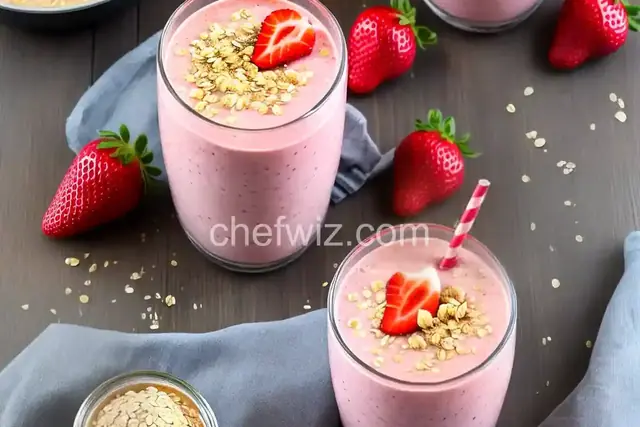 Quick Strawberry Oatmeal Breakfast Smoothie