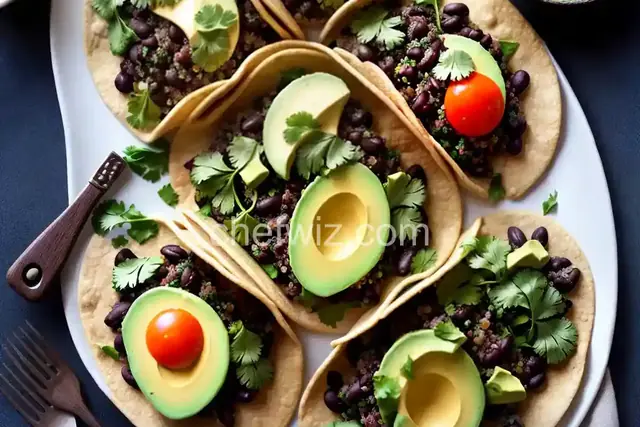 Quinoa Black Bean Tacos with Creamy Avocado Sauce