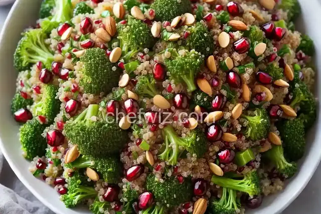 Quinoa Salad with Broccoli, Nuts, and Pomegranate