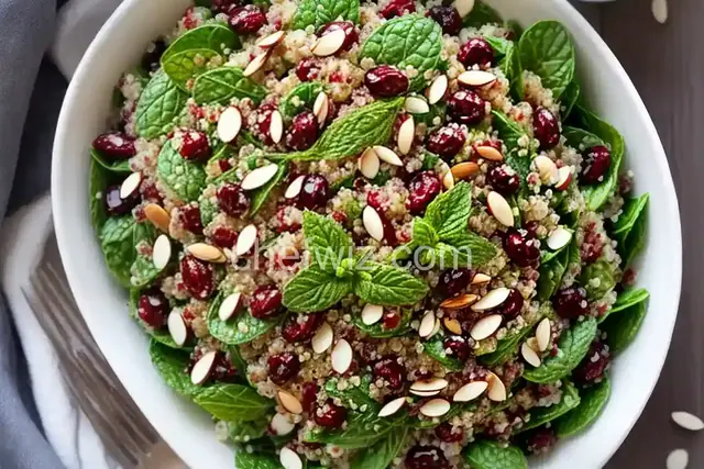 Quinoa Salad with Mint, Almonds and Cranberries